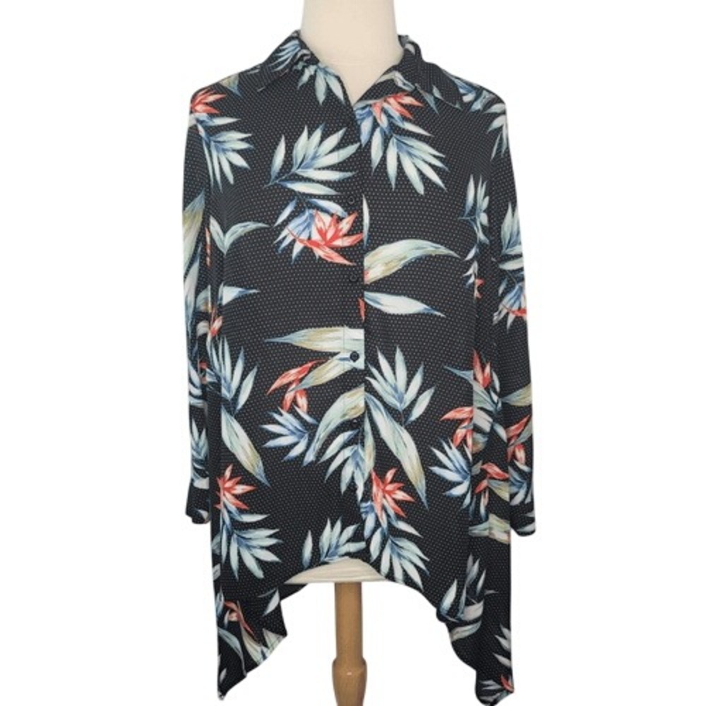 Zac &‎ Rachel Black Polka Dot Floral Blouse